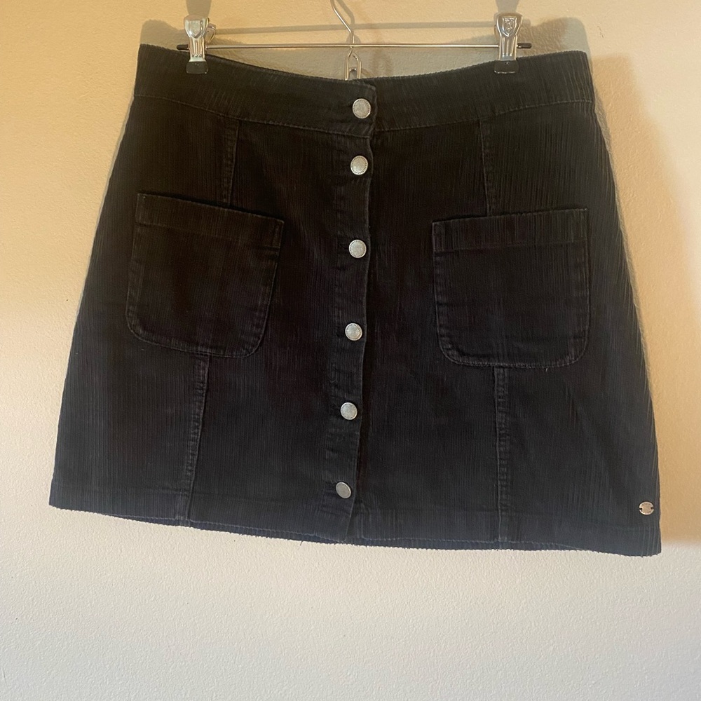 Roxy Navy Blue Corduroy Mini Skirt with Silver Buttons